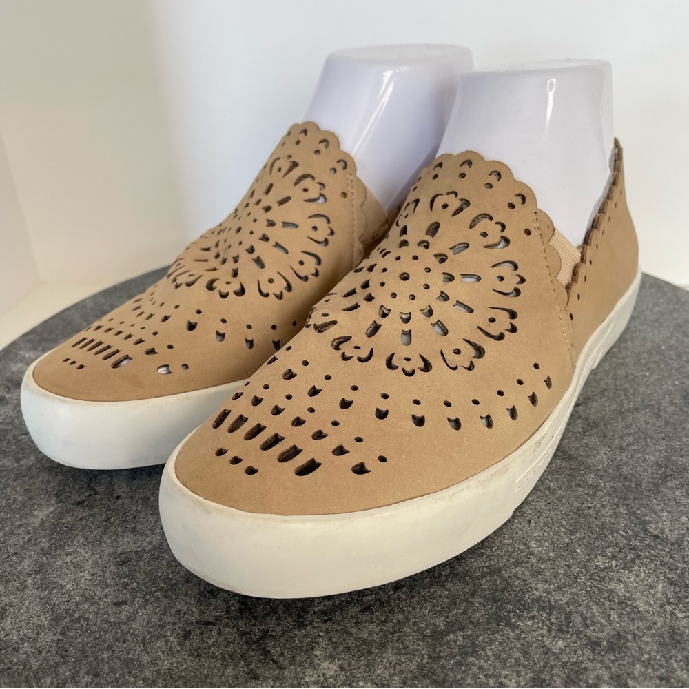 Joie Diya Slip On Leather Shoes Perforated Tan Leather
